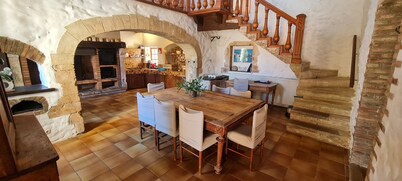 Large stone house with private pool and tennis court