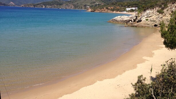 A beach with clear water, sandy shore, and hills in the background. - Appartamento Villa da 2 Fino a 4 Persone Giardino (Capoliveri)