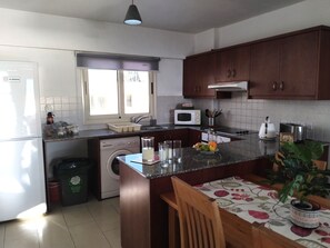 Fridge, microwave, oven, electric kettle