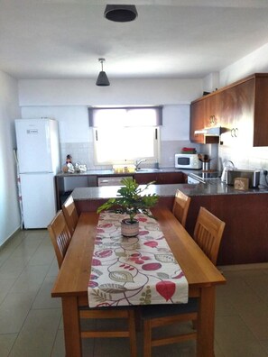 Fridge, microwave, oven, electric kettle