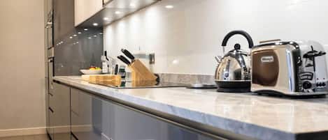 Fridge, microwave, oven, dishwasher