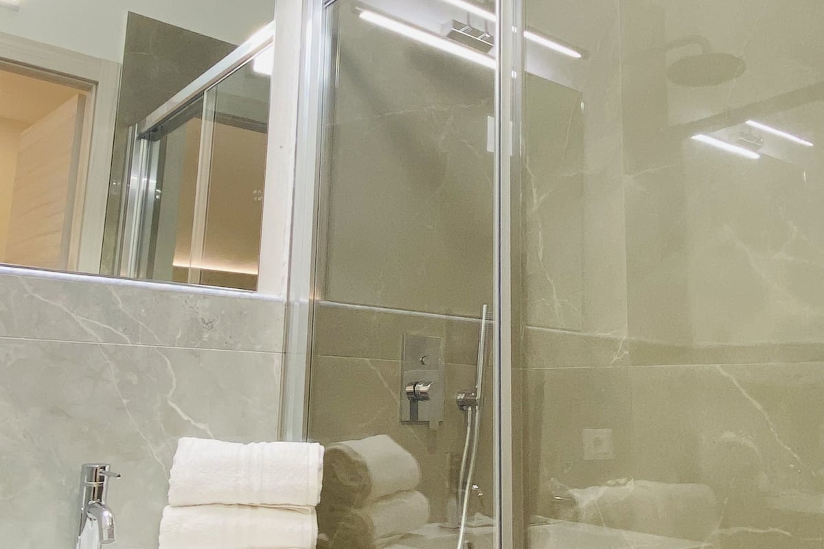 Deluxe Double Room | Bathroom | Shower, rainfall showerhead, hair dryer, bidet