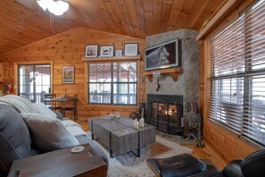 Smart TV, chimenea, videojuegos y libros