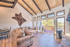 TV, fireplace - Spacious, Near Midtown w/ Grill+Deck+Views+Arcade (Ruidoso)