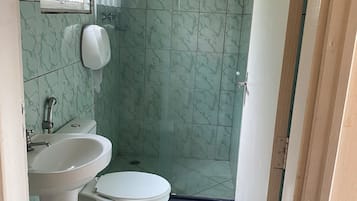 Shower, towels, soap, shampoo