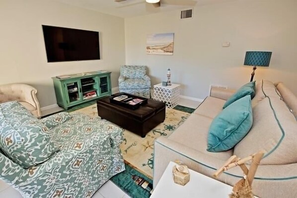 Villa, Multiple Beds, Kitchen, Garden View | Living room | TV