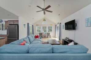 TV, table football, stereo