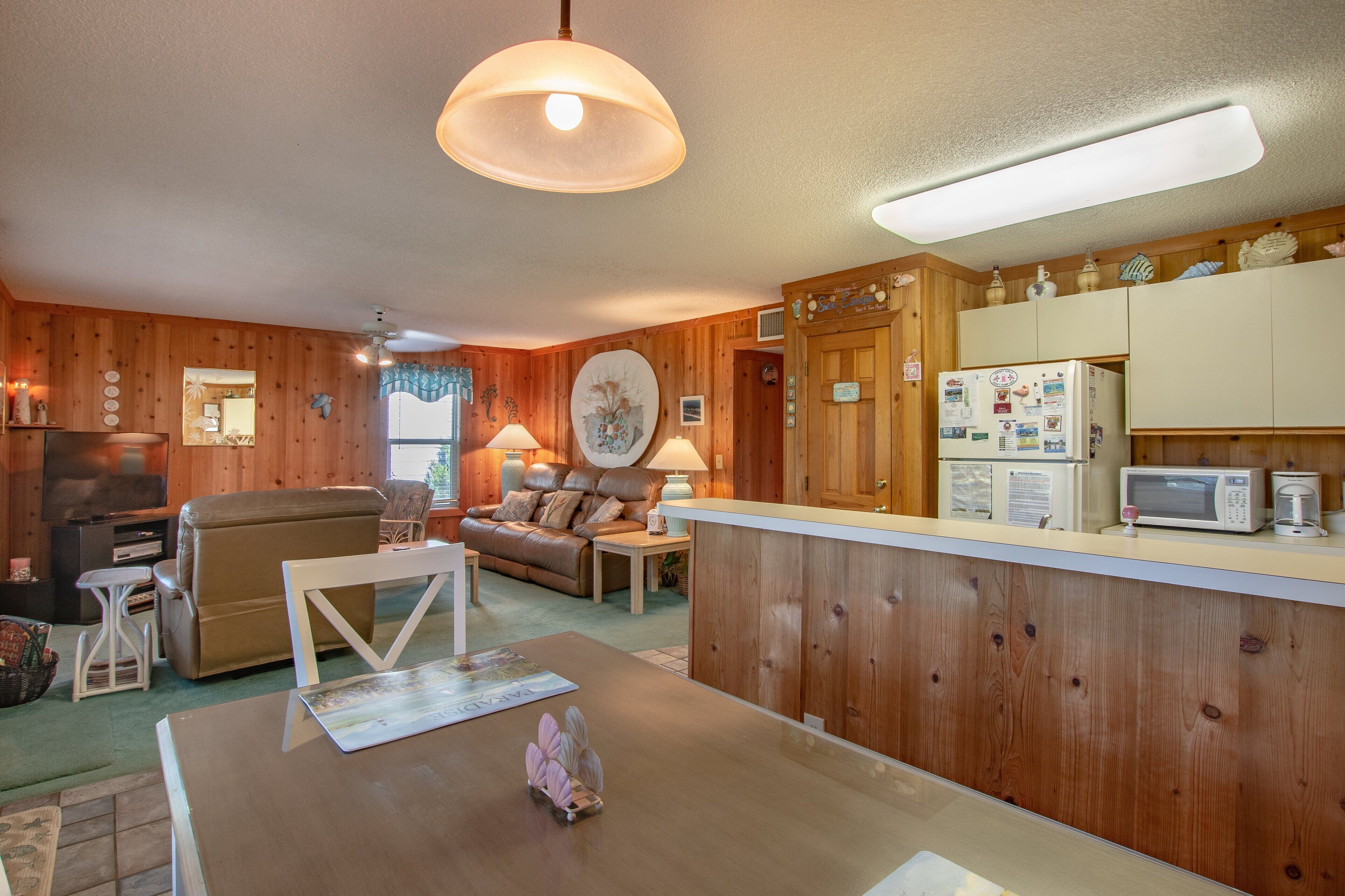 TV, DVD player, video library, stereo