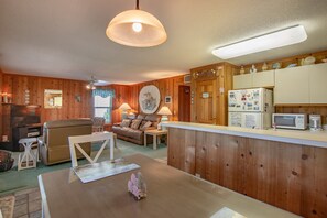 TV, DVD player, video library, stereo