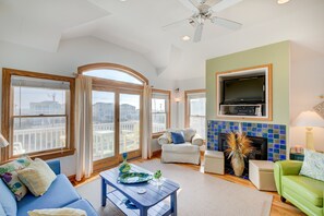 TV, foosball, stereo