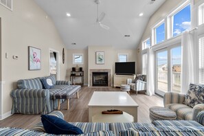 TV, fireplace - 7219- C-Waves, Perfect Hatteras Island Vacation! (Salvo)