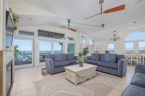 TV, fireplace, table football