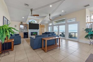 TV, fireplace, table football - 5466-The Stars, | Oceanfront | Nags Head | Sleeps 26 (Nags Head)