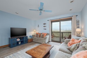 Flat-screen TV, DVD player