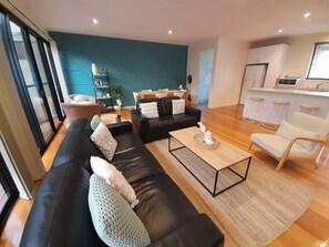 Smart TV, DVD player, books, video library