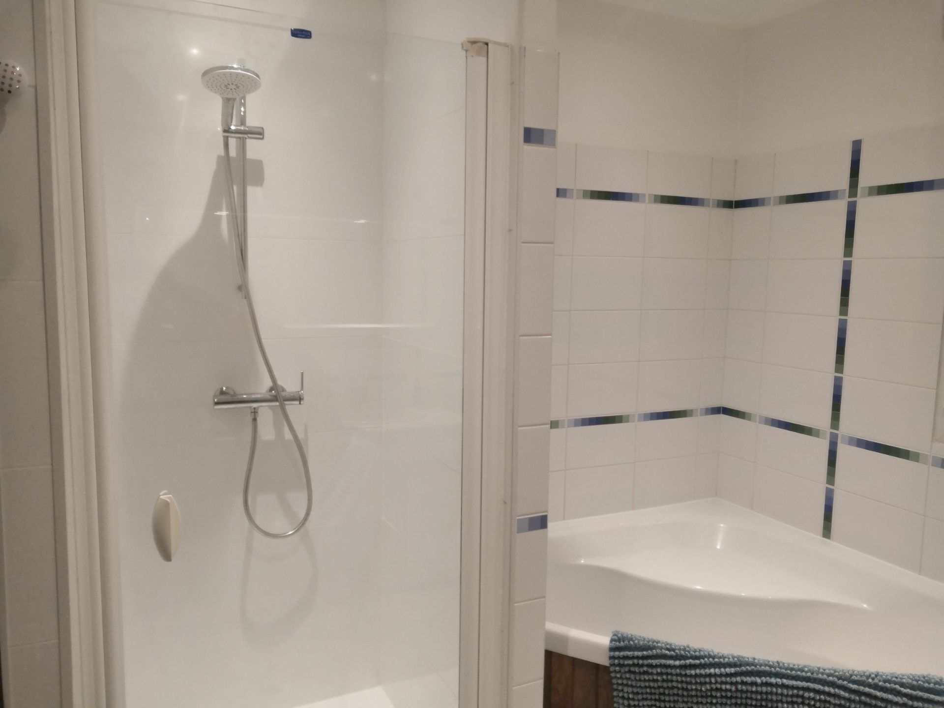 Bathtub, hair dryer, soap, shampoo