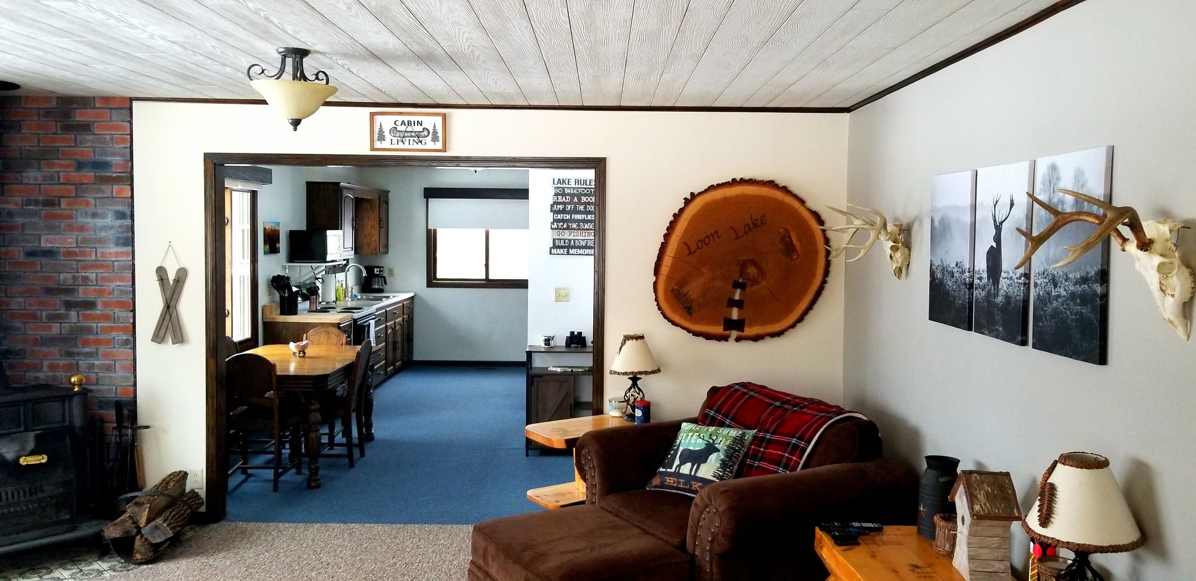 Secluded cabin on a lake, right on snowmobile trail