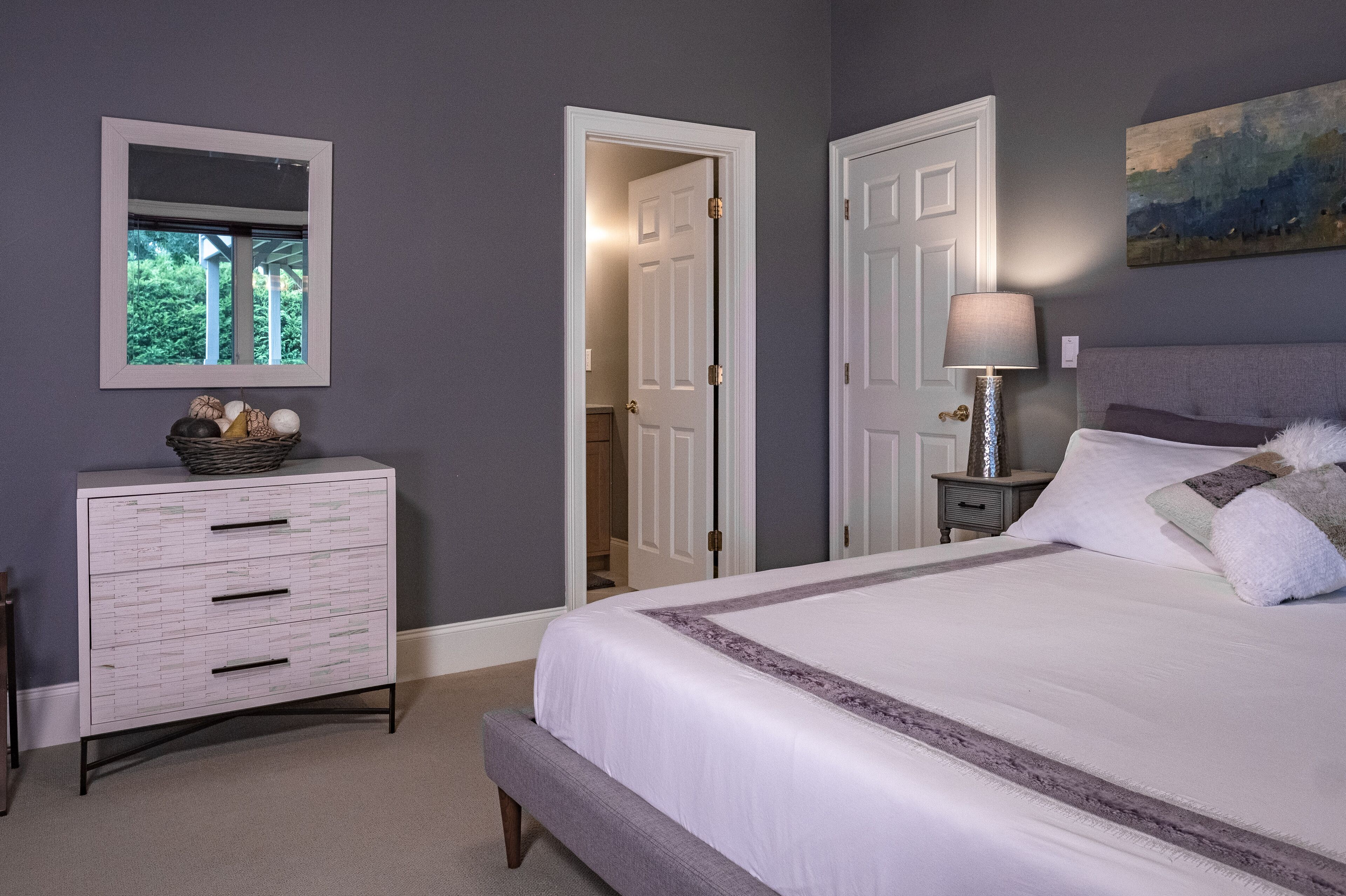 Zen-like bedroom with comfy Muse mattress and West Elm linens.  