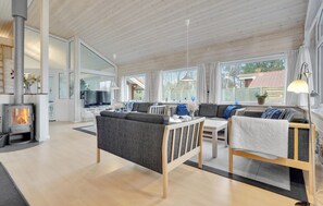 TV connectée, cheminée, lecteur de DVD