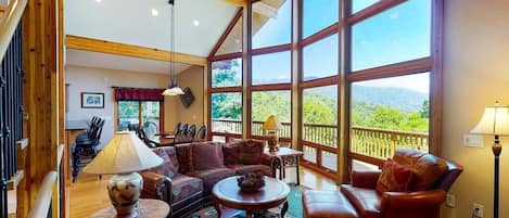 Smart TV, fireplace, video games, DVD player