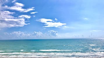 Beach nearby, sun loungers