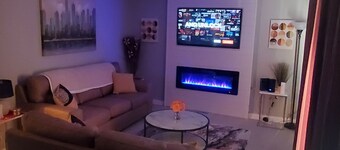 Cheerful cozy luxurious suite