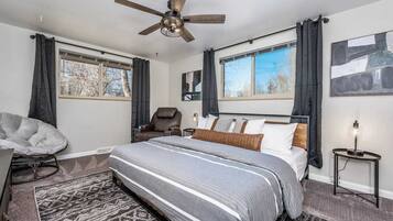 3 bedrooms, memory foam beds, blackout drapes, iron/ironing board