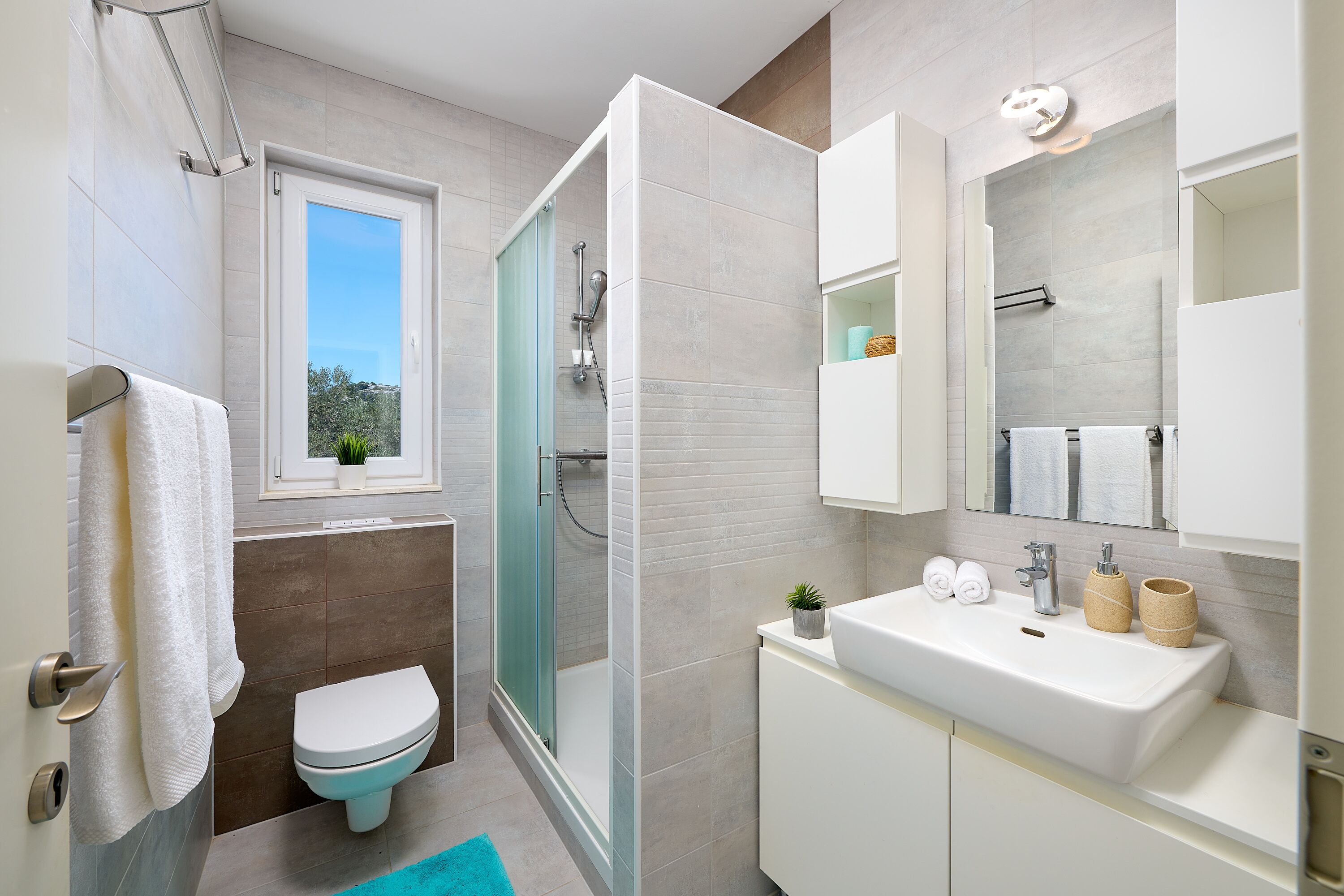 Villa, Pool Access, Partial Sea View | Bathroom | Shower, free toiletries, hair dryer, towels