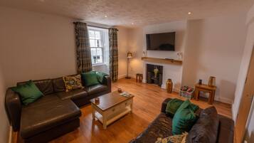 TV connectée, cheminée, chaîne hi-fi