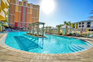 A heated pool - Beach Chairs & Gulf Views | Pool • Hot Tub • Gym (Panama City Beach)