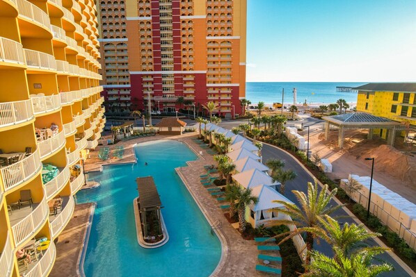 A heated pool - Beach Chairs & Gulf Views | Pool • Hot Tub • Gym (Panama City Beach)