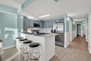 Fridge, microwave, oven, stovetop - Beach Chairs & Gulf Views | Pool • Hot Tub • Gym (Panama City Beach)