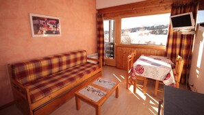 Living area - 200m from ski slopes, 3rd floor, view mountain, balcony, tv, ski locker, 26m², Les Saisies (Les Saisies)