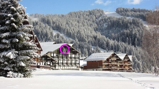 Exterior - 200m from ski slopes, 3rd floor, view mountain, balcony, tv, ski locker, 26m², Les Saisies (Les Saisies)