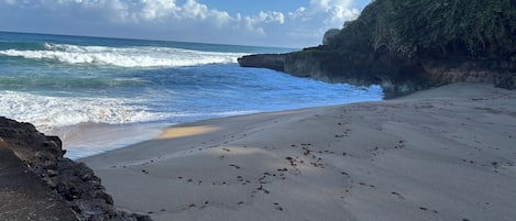 Beach nearby, sun-loungers, beach towels