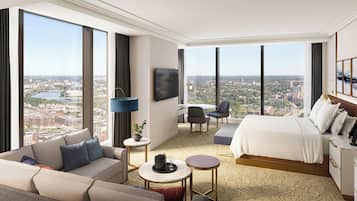 Premium bedding, down comforters, pillowtop beds, minibar