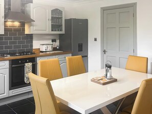 Dishwasher, high chair, cookware/dishes/utensils
