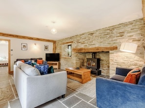TV, fireplace - 5 bedroom accommodation in New Radnor, near Presteigne (New Radnor, near Presteigne)