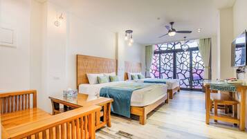 Premium bedding, memory foam beds, individually furnished, desk