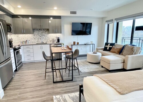 LUXE DOWNTOWN w/ VIEW • in-unit W/D • Work from Home • King Bed • Gigabit WiFi