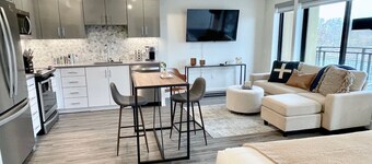 LUXE DOWNTOWN w/ VIEW • in-unit W/D • Work from Home • King Bed • Gigabit WiFi