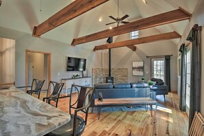 TV, fireplace, books - Family-Friendly Lake Lanier Escape on 2 + Acres! (Gainesville)