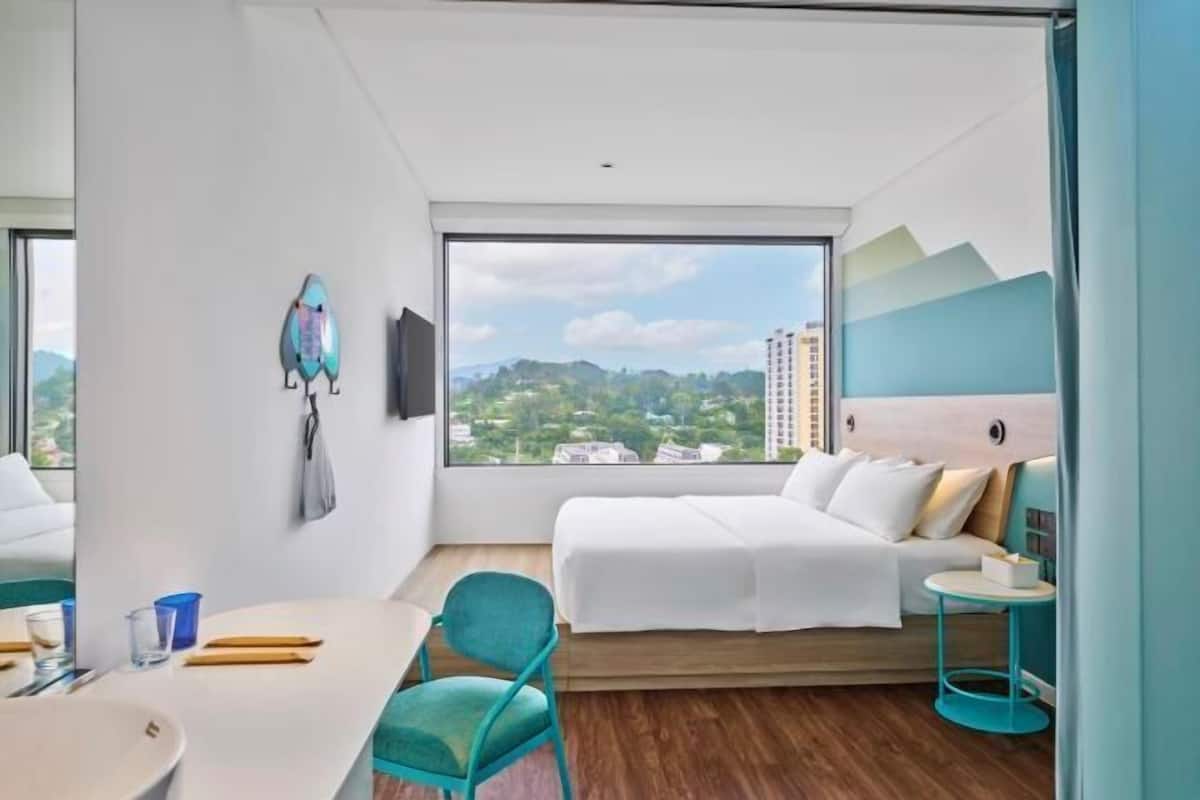 In-room safe, desk, laptop workspace, blackout curtains