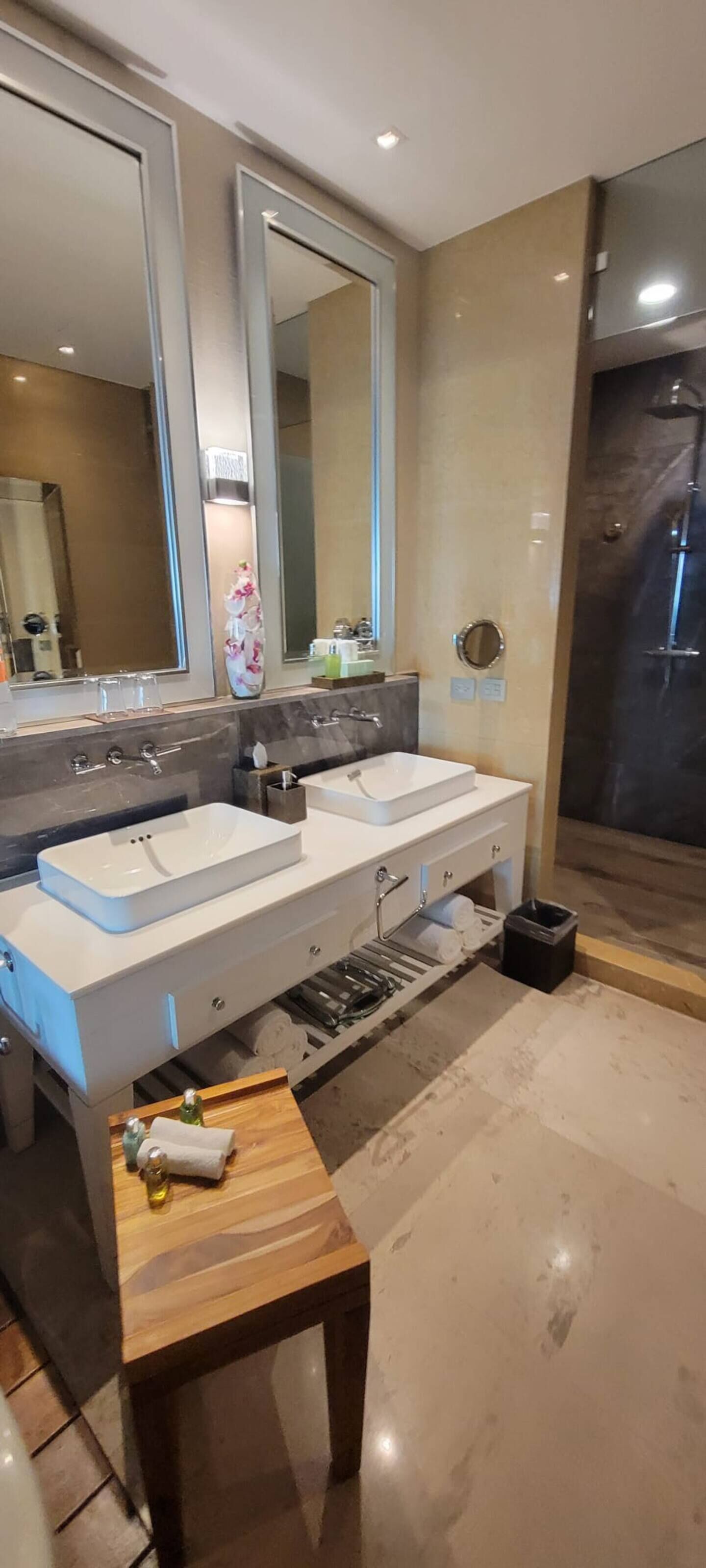 Shower, jetted tub
