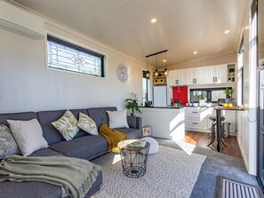 Living area - Mangateitei Views - Rangataua Tiny Home (Rangataua)