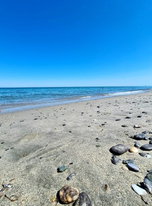 Plage, chaises longues