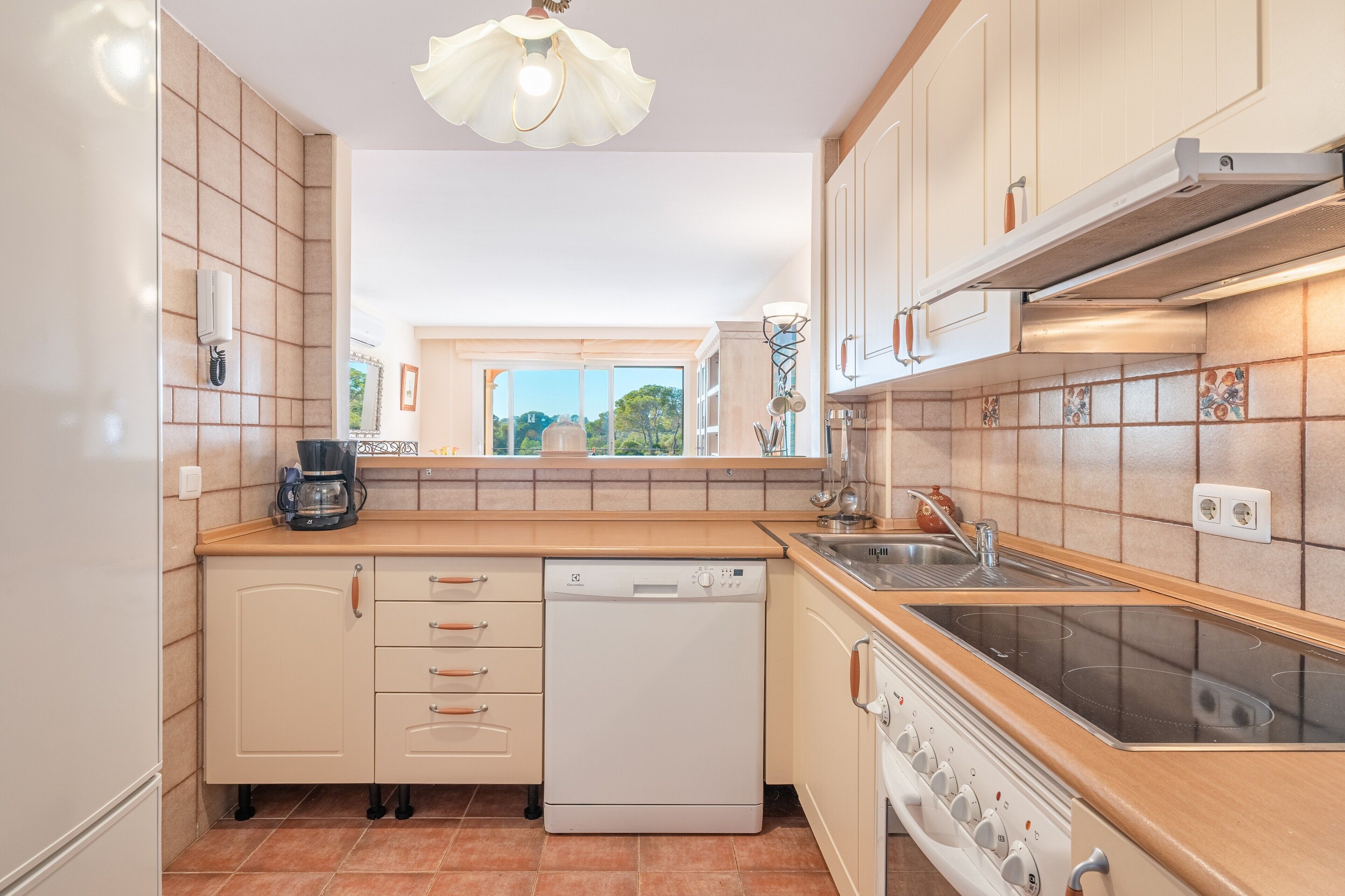 Frigorífico, microondas, horno y placa de cocina