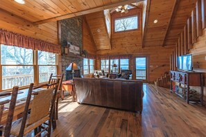 Smart TV, fireplace, DVD player