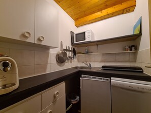 Kühlschrank, Mikrowelle, Herdplatte, Geschirrspüler