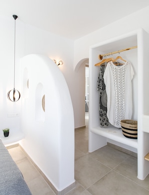Family Studio Suite, Ocean View | Premium bedding, down comforters, memory foam beds, in-room safe - Naxos Earth Suites (Naxos)